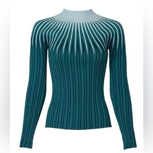 Emporio Armani Green and Gray Long Sleeve Light Sweater optical illusion print